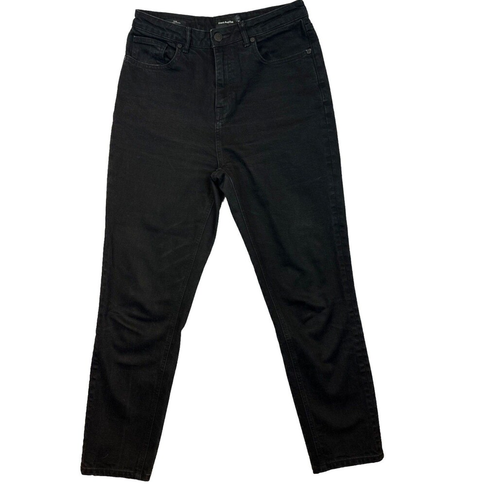 Frank and Oak Stevie Tapered Jeans Black High Rise 28 x 27 Cotton Stretch Slim